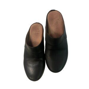 DANSKO Black Leather Open Heel Clogs Shoes Womens 8.5 9 Euro 39